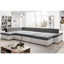 Kinyitható ülőgarnitúra, fehér/szürke, balos, MATAR U