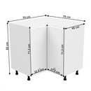 Alsó sarokszekrény, fehér/fehér extra magasfényű, AURORA D90N