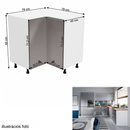 Alsó sarokszekrény, fehér/szürke extra magasfényű, AURORA D90N