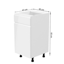 Alsószekrény, fehér/fehér extra magasfényű, balos, AURORA D40S1