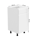 Alsószekrény, fehér/fehér extra magasfényű, jobbos, AURORA D40S1