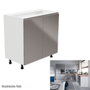 Alsószekrény, fehér/szürke extra magasfényű, AURORA D80