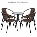 Egymásba rakható szék, barna/fekete fém, DOREN