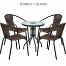 Egymásba rakható szék, barna/fekete fém, DOREN