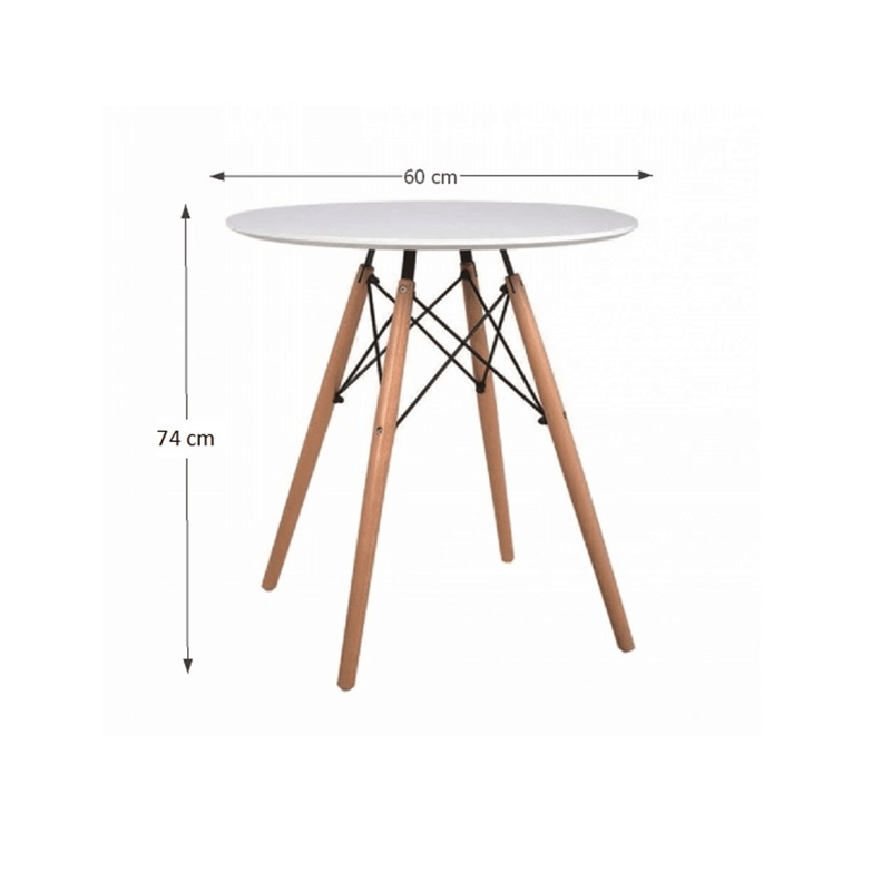 Étkezőasztal, fehér/bükk, átmérő 60 cm, GAMIN NEW 60