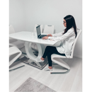 Étkezőasztal, fehér magas fény/acél, 150x80 cm, ZARNI