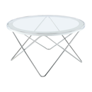 Dohányzóasztal, króm/átlátszó üveg, LEONEL