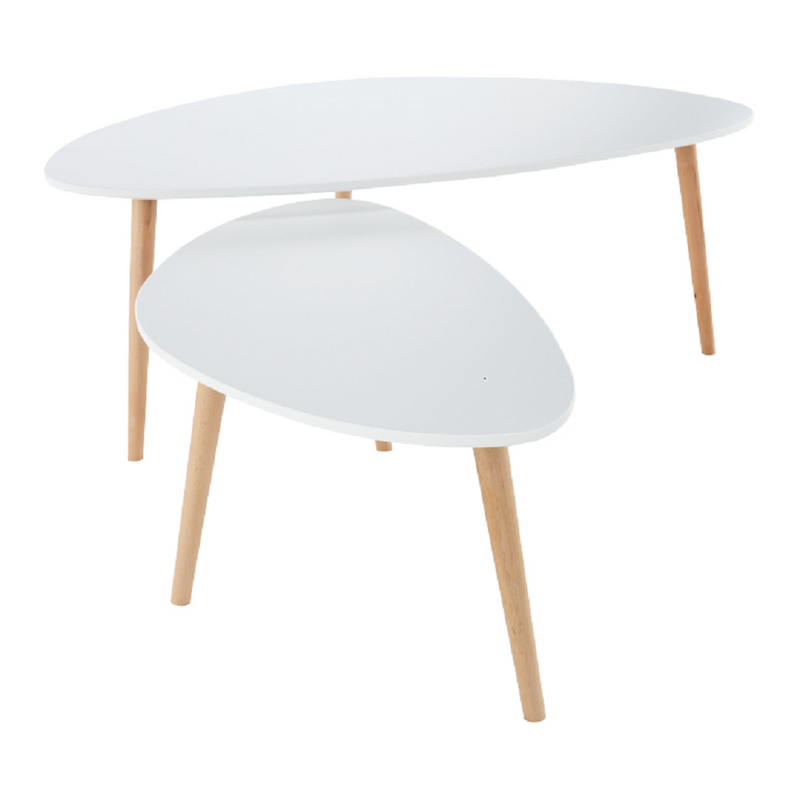 Két részes asztal szett, fehér/bükk, FOLKO NEW