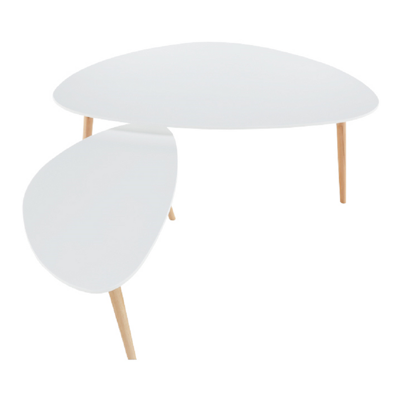 Két részes asztal szett, fehér/bükk, FOLKO NEW