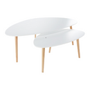 Két részes asztal szett, fehér/bükk, FOLKO NEW
