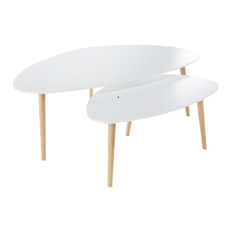 Két részes asztal szett, fehér/bükk, FOLKO NEW