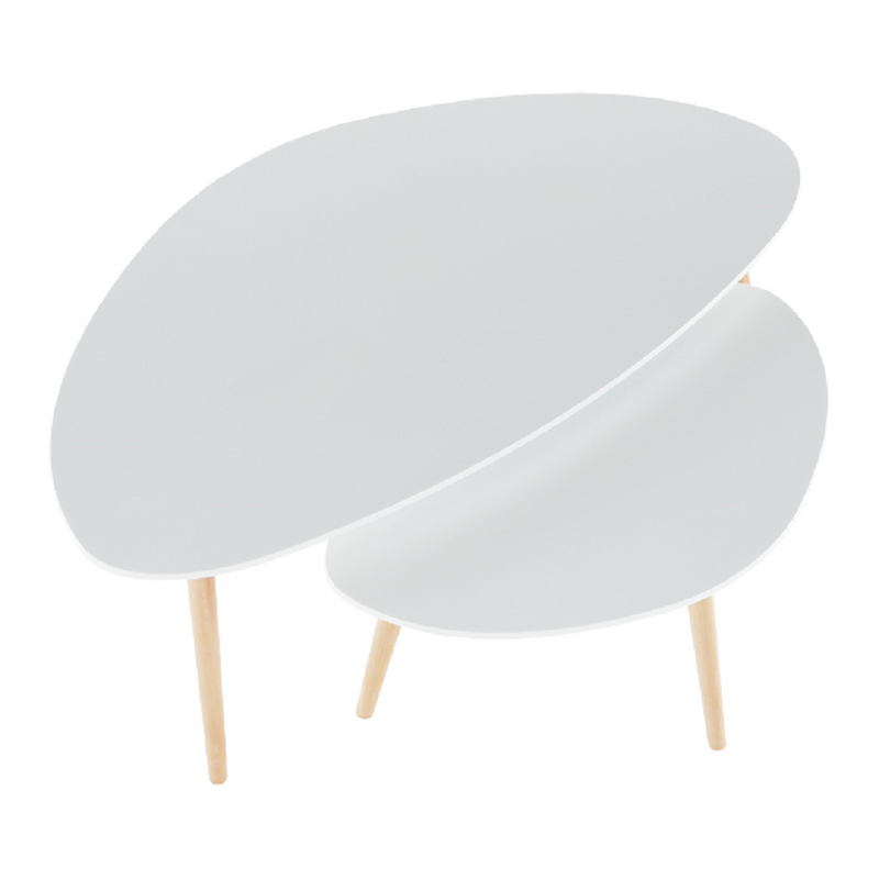 Két részes asztal szett, fehér/bükk, FOLKO NEW