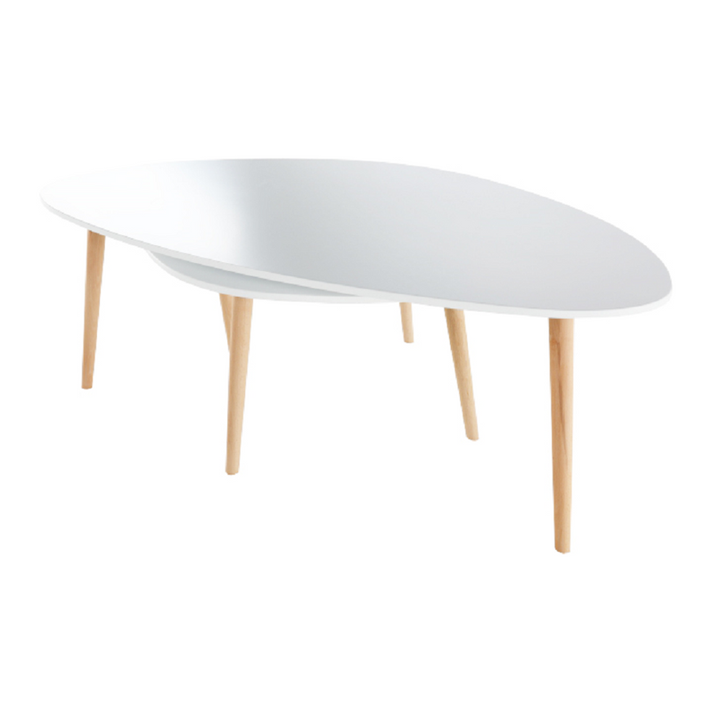 Két részes asztal szett, fehér/bükk, FOLKO NEW