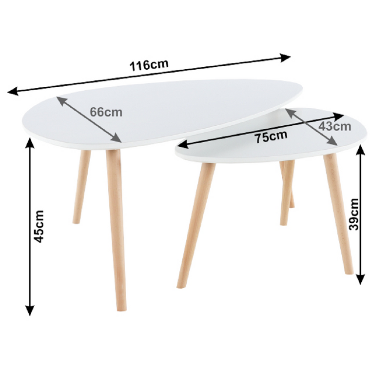 Két részes asztal szett, fehér/bükk, FOLKO NEW