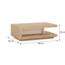 Dohányzóasztal LYOT01, tölgy riviera/fehér extra magasfényű, LEONARDO