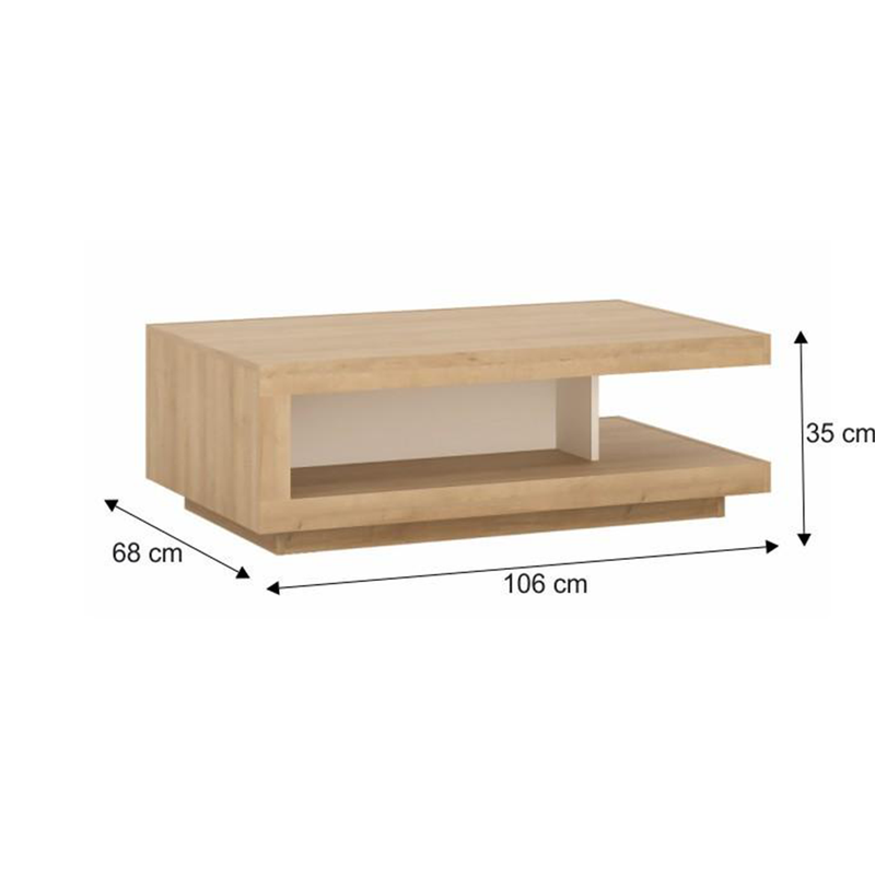 Dohányzóasztal LYOT01, tölgy riviera/fehér extra magasfényű, LEONARDO