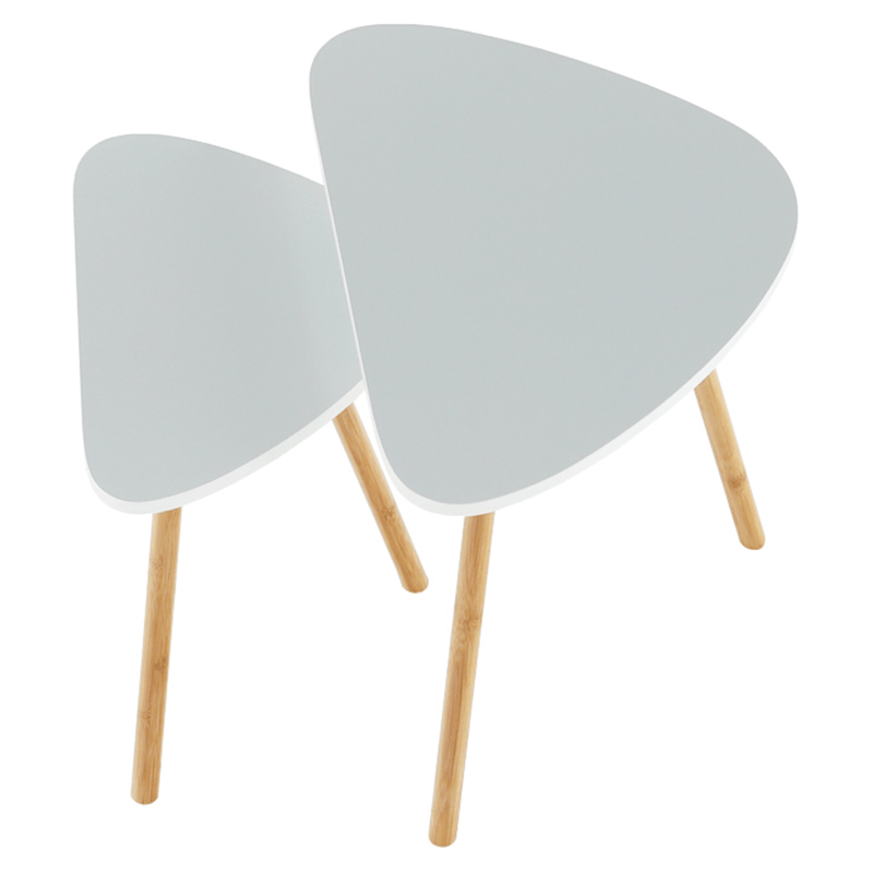 Két dohányzóasztal szett, fehér/természetes, BISMAK