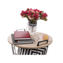 Kisasztal, természetes minta/fekete, NANDO