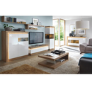 RTV asztal 01, tölgy riviéra/fehér extra magasfényű, LEONARDO