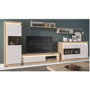 TV asztal 02,  riviéra tölgy/fehér extra magasfényű, LEONARDO