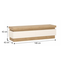 RTV asztal 01, tölgy riviéra/fehér extra magasfényű, LEONARDO