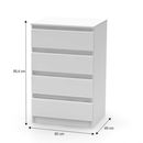 4 fiókos komód, fehér, HANY NEW 014