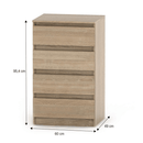 4 fiókos komód, tölgy sonoma, HANY NEW 014