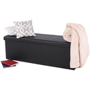 Összehajtható puff, fekete textilbőr, ZAMIRA