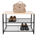 Cipőtartó, 2 soros, fekete/természetes, TADEO