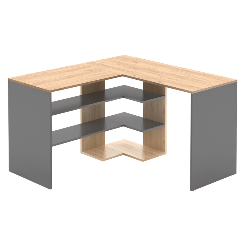 Sarok számítógépasztal, artisan tölgy/grafit, TAMARI