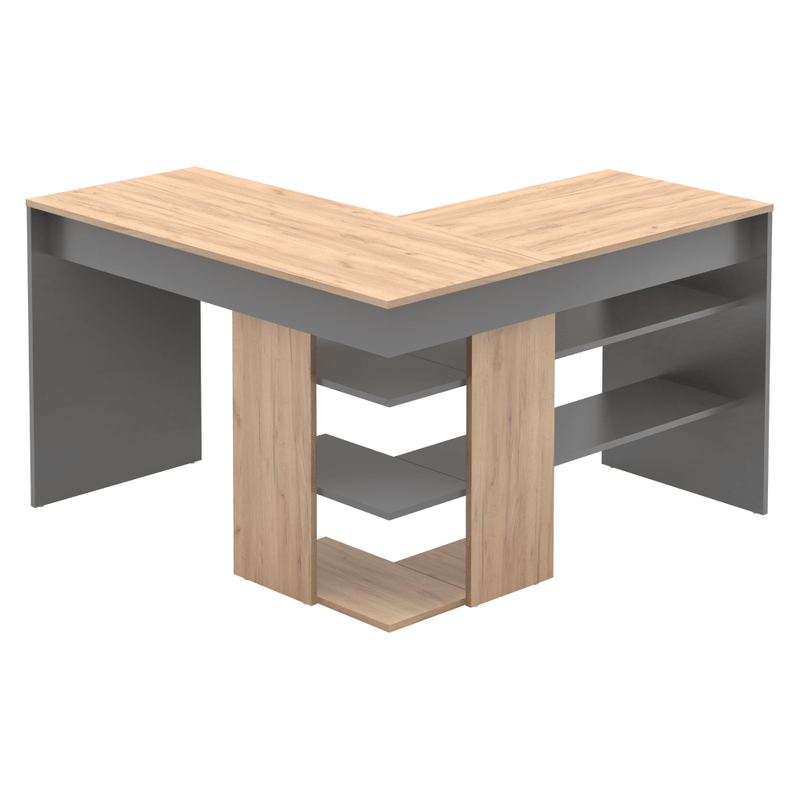 Sarok számítógépasztal, artisan tölgy/grafit, TAMARI