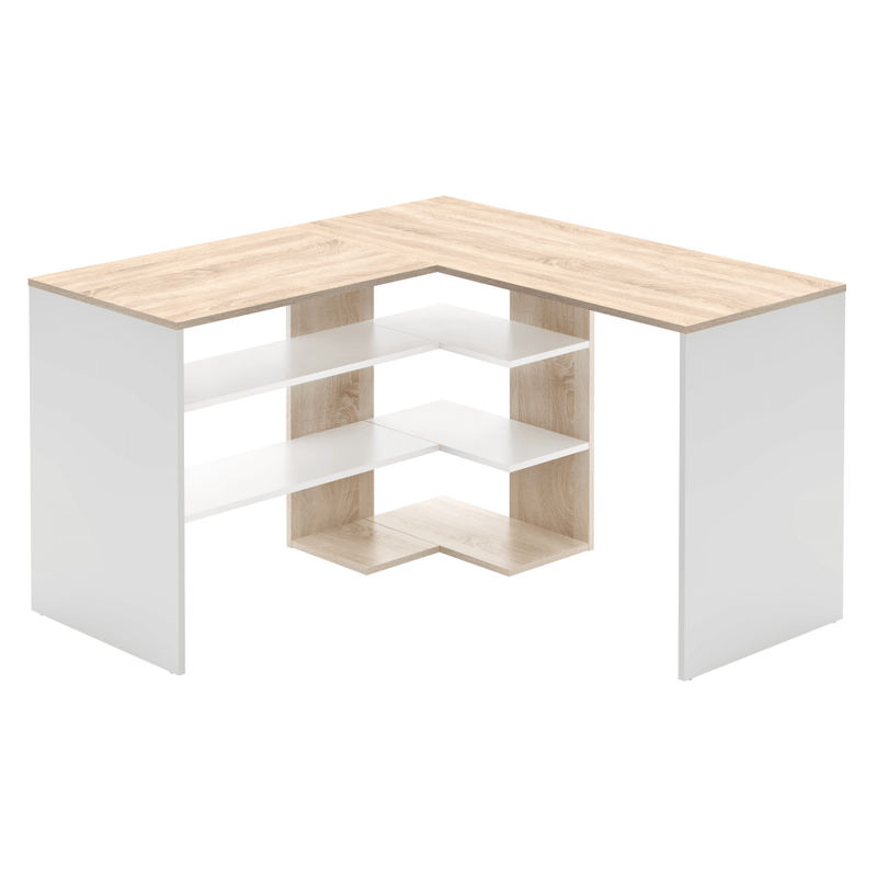 Sarok számítógépasztal, sonoma tölgy/fehér, TAMARI