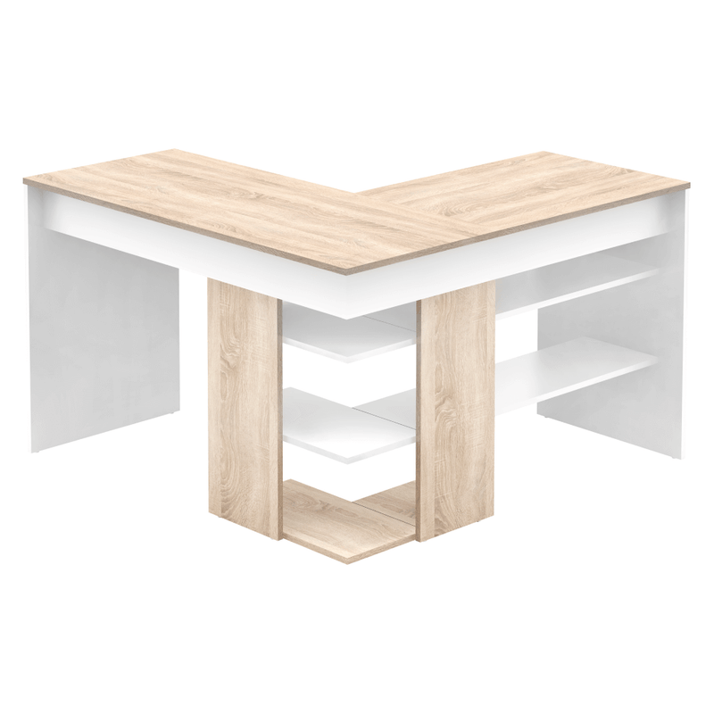 Sarok számítógépasztal, sonoma tölgy/fehér, TAMARI
