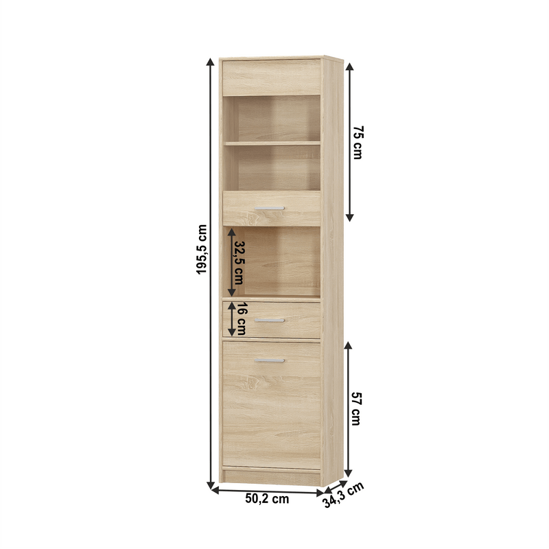 Vitrines szekrény 1D1W1S, sonoma tölgyfa, TEYO