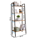 Polcállvány, 4 polcos, tölgy/fekete, THEA