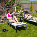 Kerti kisasztal, fekete acél/edzett átlátszó üveg, HABIR