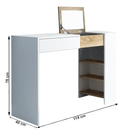 Fésülködőasztal/íróasztal, fehér/tölgy sonoma, ELIS