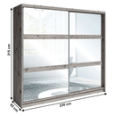 Szekrény tükörrel, wellington tölgy, TOGOS