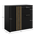 Komód, 2D1S, fekete/artisan tölgy, TOLIS TYP 4