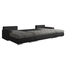 Univerzális ülőgarnitúra, ekobőr fekete/szürke melír, TOLITA U UNI