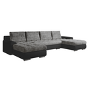 Univerzális ülőgarnitúra, ekobőr fekete/szürke melír, TOLITA U UNI