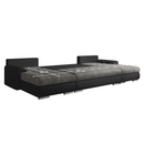 Univerzális ülőgarnitúra, ekobőr fekete/szürke melír, TOLITA U UNI