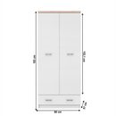 kétajtós szekrény 2D1S, fehér/tölgy sonoma, TOPTY TYP 01