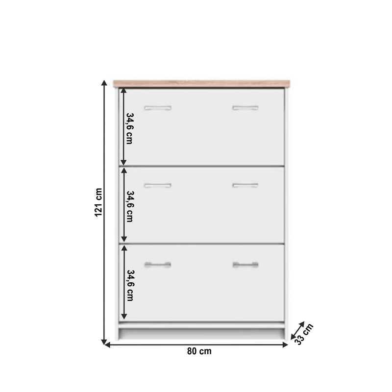 Cipősszekrény 3k, DTD laminált, fehér/tölgy sonoma, TOPTY TYP 10