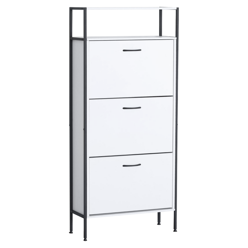 Cipőtároló, 3 soros, fehér, TREDIS