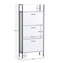 Cipőtároló, 3 soros, fehér, TREDIS