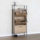 Cipőtároló, 3 soros, tölgy, TREDIS