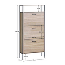 Cipőtároló, 3 soros, tölgy, TREDIS