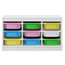 Rendszerező tárolódobozokkal, fehér/színes, TRIMAL
