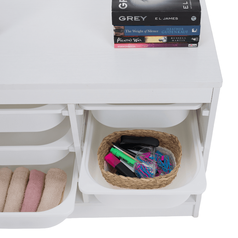 Rendszerező tárolódobozokkal, fehér, TRIMAL